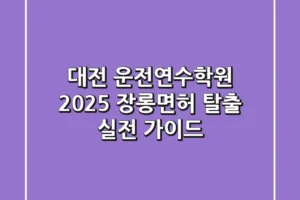대전 운전연수학원, 2025 장롱면허 탈출 실전 가이드