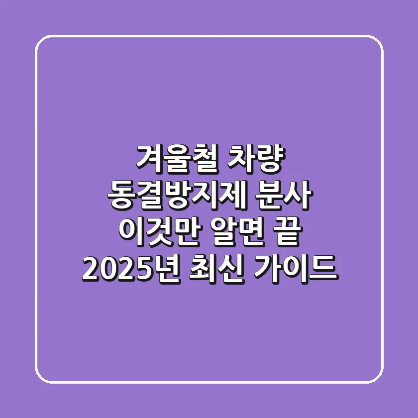 겨울철 차량 동결방지제 분사, 이것만 알면 끝! 2025년 최신 가이드