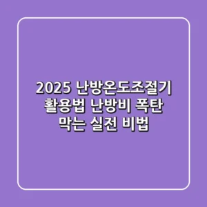 2025 난방온도조절기 활용법: 난방비 폭탄 막는 실전 비법!