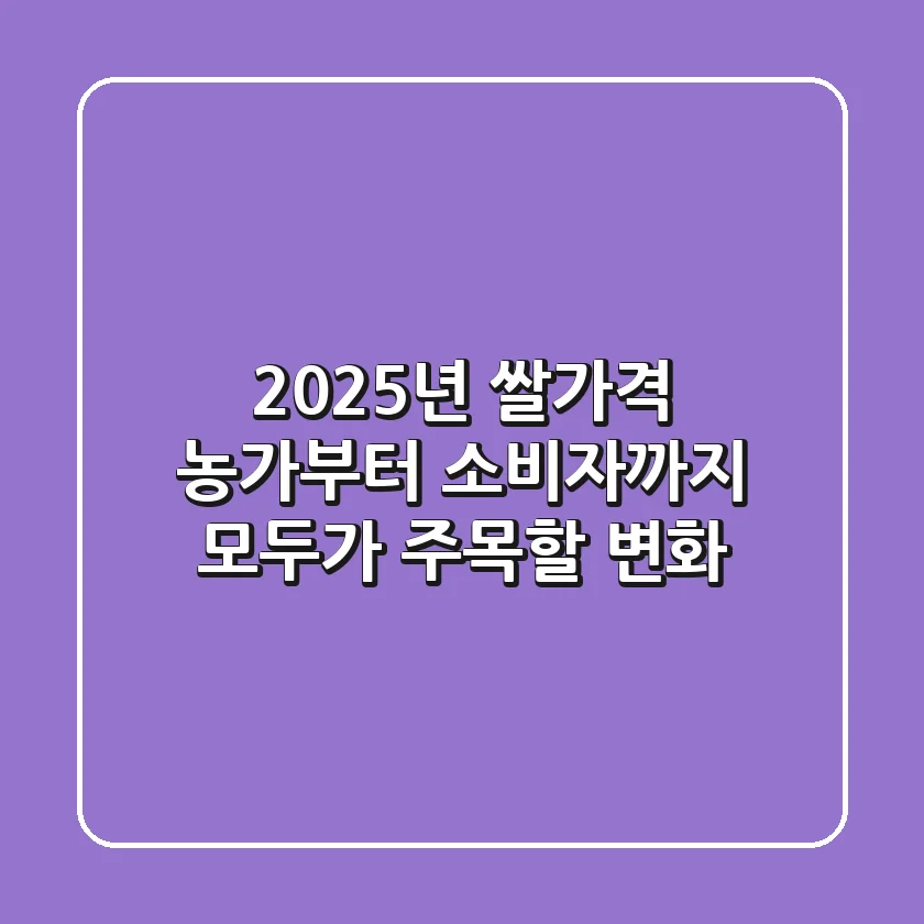 2025년 쌀가격, 농가부터 소비자까지 모두가 주목할 변화