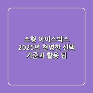 소형 아이스박스, 2025년 현명한 선택 기준과 활용 팁