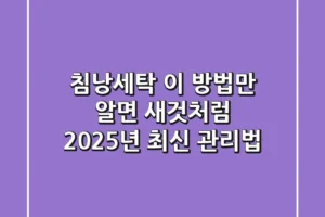 침낭세탁, 이 방법만 알면 새것처럼! 2025년 최신 관리법