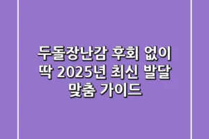 두돌장난감, 후회 없이 딱! 2025년 최신 발달 맞춤 가이드