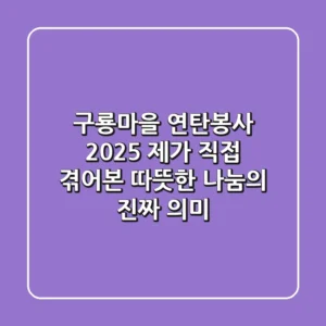 구룡마을 연탄봉사 2025: 제가 직접 겪어본 따뜻한 나눔의 진짜 의미