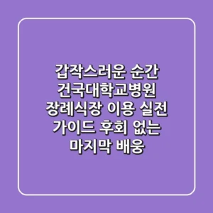 갑작스러운 순간, 건국대학교병원 장례식장 이용 실전 가이드: 후회 없는 마지막 배웅