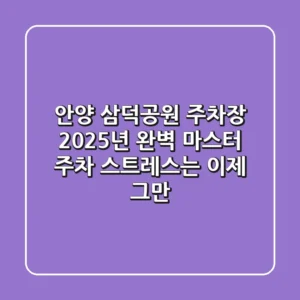 안양 삼덕공원 주차장, 2025년 완벽 마스터! 주차 스트레스는 이제 그만