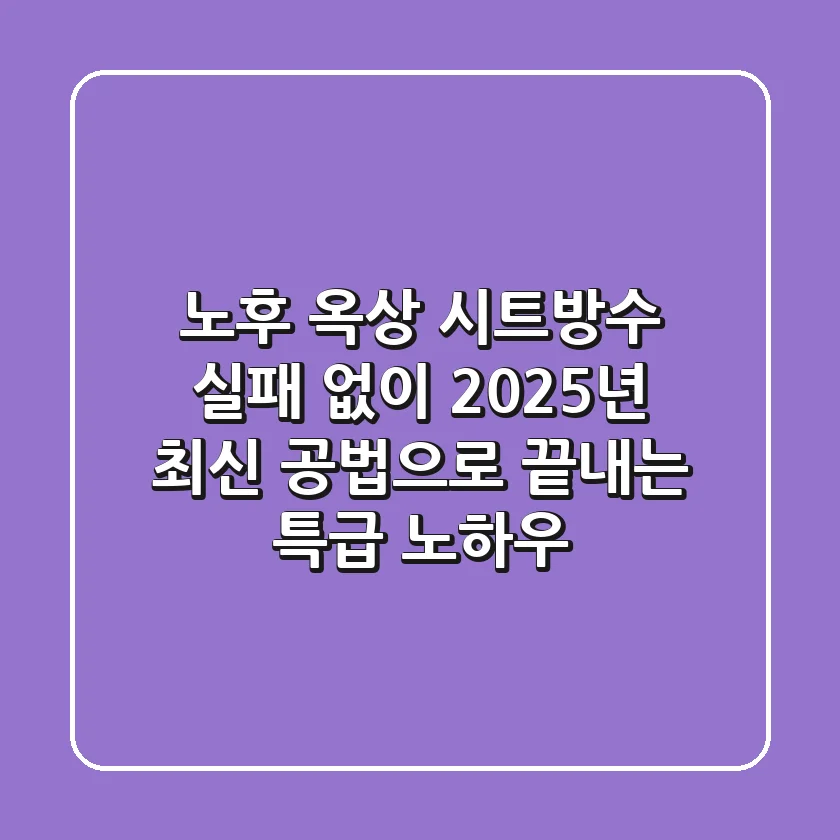 노후 옥상 시트방수, 실패 없이 2025년 최신 공법으로 끝내는 특급 노하우