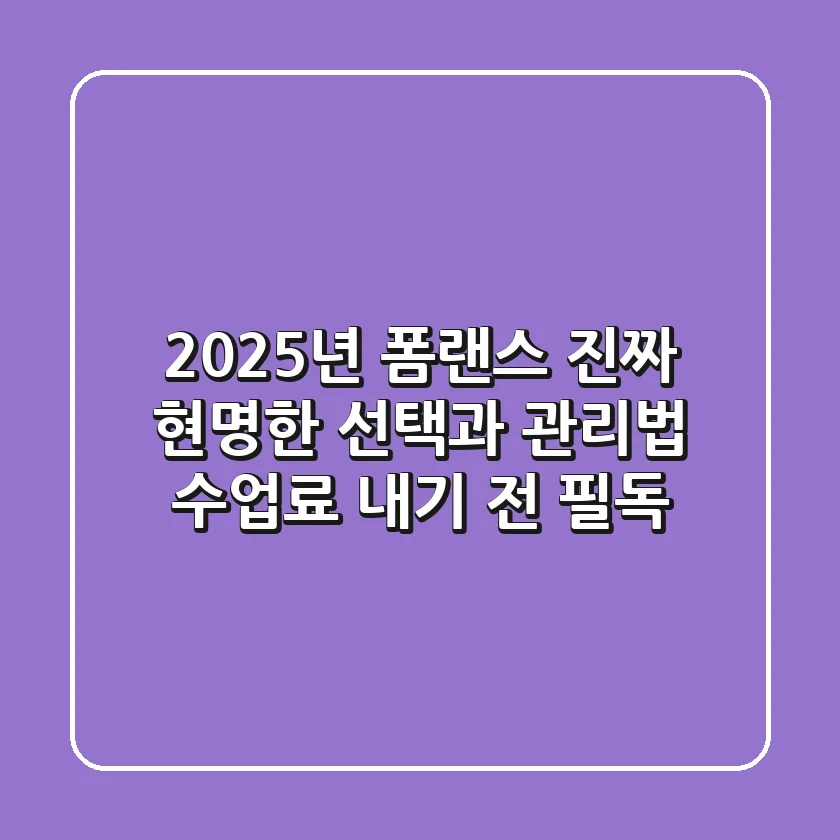 2025년 폼랜스, 진짜 현명한 선택과 관리법 (수업료 내기 전 필독)