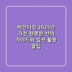 바인더링, 2025년 가장 현명한 선택 가이드와 실전 활용 꿀팁