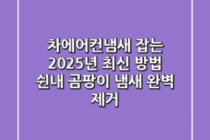 차에어컨냄새 잡는 2025년 최신 방법: 쉰내, 곰팡이 냄새 완벽 제거