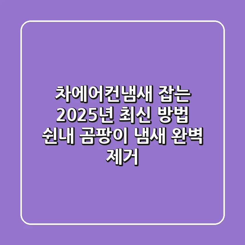 차에어컨냄새 잡는 2025년 최신 방법: 쉰내, 곰팡이 냄새 완벽 제거