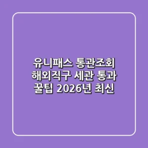 유니패스 통관조회, 해외직구 세관 통과 꿀팁 (2026년 최신)