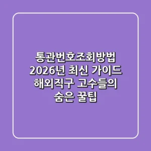 통관번호조회방법, 2026년 최신 가이드: 해외직구 고수들의 숨은 꿀팁